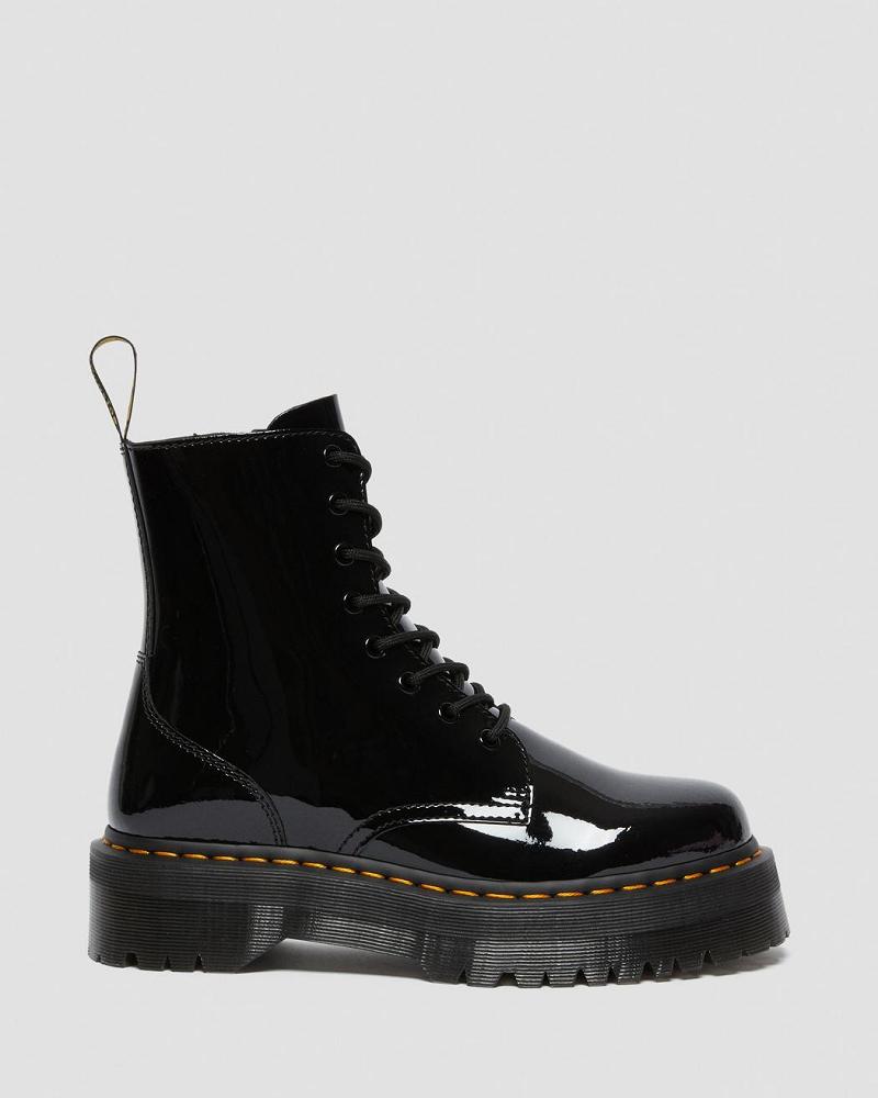 Black Men's Dr Martens Jadon Patent Leather Platform Boots | CA 556EBC